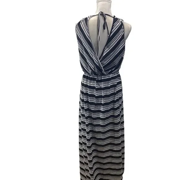 Liberty Love Womens Maxi Long Black White Dress Stripe Size XL Stretch - Picture 6 of 7